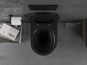 Mexen Lena WC mísa Rimless s pomalu padající deskou slim, duroplast, Černá/Zlatá vzor káro