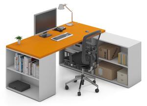 PLAN Kancelářský psací stůl s úložným prostorem BLOCK B01, bílá/oranžová