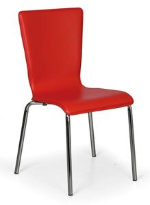 Kožená jídelní židle CAPRIO, červená, 3+1 ZDARMA