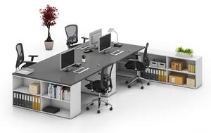 PLAN Kancelářský psací stůl s úložným prostorem BLOCK B05, bílá/grafit
