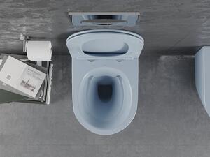 Mexen Lena WC mísa Rimless s pomalu padající deskou slim, duroplast, Matná šedomodrá