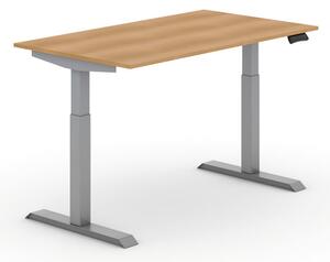 Výškově nastavitelný stůl PRIMO ADAPT, elektrický, 1400 x 800 x 735-1235 mm, třešeň, šedá podnož