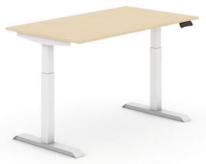 Výškově nastavitelný stůl, elektrický, 735-1235 mm, deska 1400x800 mm, bříza, bílá podnož