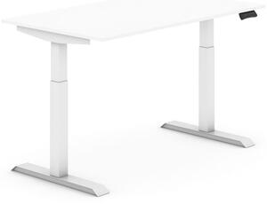 Výškově nastavitelný stůl, elektrický, 735-1235 mm, deska 1400x800 mm, bílá, bílá podnož