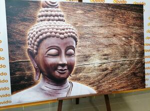 Obraz socha Budhy na dřevěném pozadí