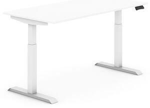 Výškově nastavitelný stůl, elektrický, 735-1235 mm, deska 1600x800 mm, bílý, bílá podnož