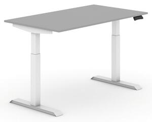 Výškově nastavitelný stůl, elektrický, 735-1235 mm, deska 1400x800 mm, šedá, bílá podnož