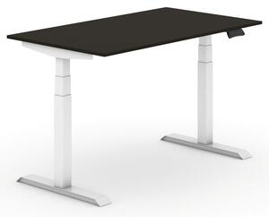 Výškově nastavitelný stůl, elektrický, 625-1275 mm, deska 1200x800 mm, wenge, bílá podnož