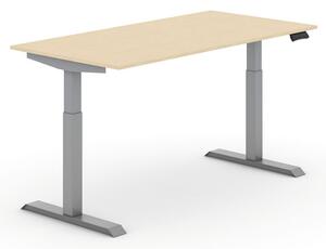 Výškově nastavitelný stůl PRIMO ADAPT, elektrický, 1600x800x735-1235 mm, bříza, šedá podnož