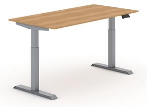 Výškově nastavitelný stůl PRIMO ADAPT, elektrický, 1600 x 800 x 735-1235 mm, dub, šedá podnož
