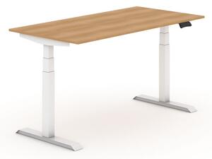 Výškově nastavitelný stůl, elektrický, 625-1275 mm, deska 1800x800 mm, buk, bílá podnož