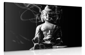 Obraz socha Budhy v černobílém provedení