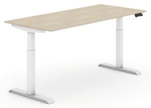 Výškově nastavitelný stůl, elektrický, 625-1275 mm, deska 1800x800 mm, dub, bílá podnož