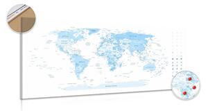 Obraz na korku detailní mapa světa v modré barvě