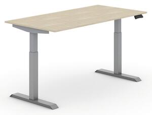 Výškově nastavitelný stůl PRIMO ADAPT, elektrický, 1600x800x735-1235 mm, dub, šedá podnož