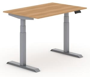 Výškově nastavitelný stůl PRIMO ADAPT, elektrický, 1200 x 800 x 625-1275 mm, wenge, šedá podnož