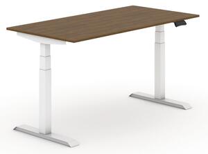Výškově nastavitelný stůl, elektrický, 625-1275 mm, deska 1800x800 mm, ořech, bílá podnož