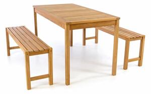 Divero 47284 Zahradní set lavic a stolu - ošetřené týkové dřevo - 135 cm
