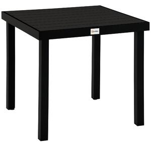 Zahradní stůl Outsunny pro 4 osoby – hliníkový stůl na venkovní použití, snadno se udržuje, plastový, černý, 78 x 78 x 74 cm | Aosom