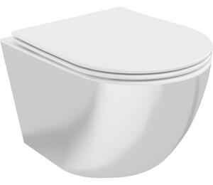 Mexen Lena WC mísa Rimless s pomalu padající deskou slim, duroplast, Bílá/Stříbrná