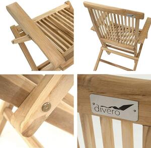 Divero 47298 Zahradní židle skládací - týkové dřevo