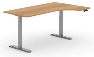 Výškově nastavitelný stůl PRIMO ADAPT, elektrický, 1800 x 1200 x 625-1275 mm, ergonomický pravý, deska 1800 x 1200 mm, wenge, šedá podnož