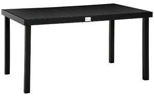 Zahradní stůl Outsunny pro 6 osob - Hliníkový stůl na venkovní stolování, snadno čistitelný plast, černý, 140 x 90 x 74 cm | Aosom