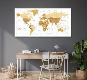 Obraz na korku béžová mapa světa na světlém pozadí - 100x50 flags