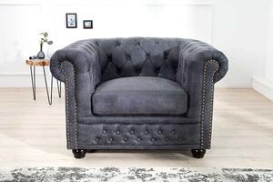 Luxusní křeslo Chesterfield Vintage šedé