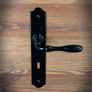 Dveřní klika Bristol, s otvorem pro dozický (pokojový) klíč 72 mm, černá