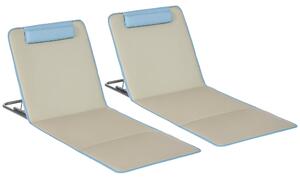 Outsunny 2 Pack Skládací Sluneční Lehátka s Nastavitelným Opěradlem a Polštářkem, S Taškou pro Přenášení, Lehké Přenosné Plážové Matrace, 124 x 53 cm