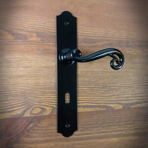 Dveřní klika Preston, s otvorem pro dozický (pokojový) klíč 90 mm, černá
