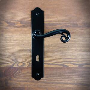Dveřní klika Preston, s otvorem pro dozický (pokojový) klíč 90 mm, černá