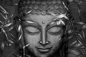 Obraz usmívající se Buddha v černobílém provedení