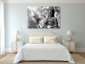Obraz klidný Budha v černobílém provedení