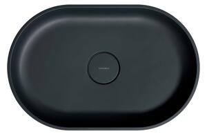 OMNIRES OVOUNBLV - Umyvadlo na desku OVO 55x36 cm dolomit/matná černá láva