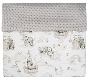 Dětská deka z Minky s výplní New Baby Sloníci bílo-šedá 80x102 cm