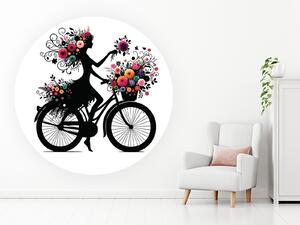 Květinová dívka na kole arch 45 x 45 cm