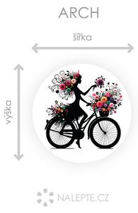 Květinová dívka na kole arch 45 x 45 cm