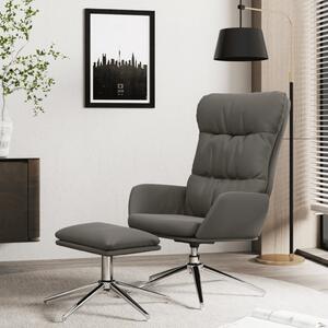 Relaxační křeslo se stoličkou šedé pravá a umělá kůže