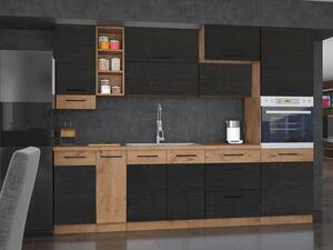 Kuchyňe Woodline III, Barva: dąb lancelot / dark wood, Osvětlení: osvětlení LED - bílé, Dřez: ne, Pracovní deska do kuchyně: s pracovní deskou Mirjan24 5903211312731