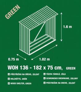 G21 WOH Přístřešek na dřevo 136 - 182 x 75 cm, zelený