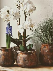 Hnědo-zlatá dekorativní teracotová váza/květináč Tera - Ø19*22 cm