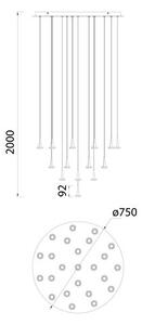 Mantra 8937 Andromeda, zlaté závěsné svítidlo LED 24x5W 3000K bez stínidel, průměr 75cm