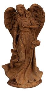 Dekorativní rezavá figurka anděl s holubicí - 12*10*23 cm
