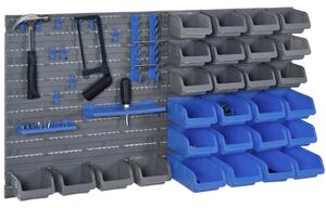 DURHAND Nástěnná police s různými boxy 44 ks na nářadí, 54x22x95 cm | Aosom