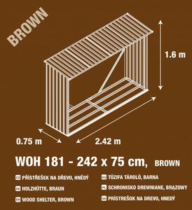 G21 WOH 181 Přístřešek na dřevo - 242 x 75 cm, hnědý