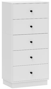 HOMCOM Komoda se 5 zásuvkami, dřevěný úložný kabinet v moderním stylu, 47 x 29 x 95 cm, bílá | Aosom