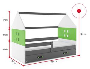 Dětská postel MIDO P1 COLOR + matrace + rošt ZDARMA, 80x160, grafit, zelená