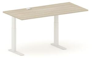 Výškově nastavitelný pracovní stůl FUTURE, 1700 x 800 x 735-1235 mm, bez paravanu, bílá/dub